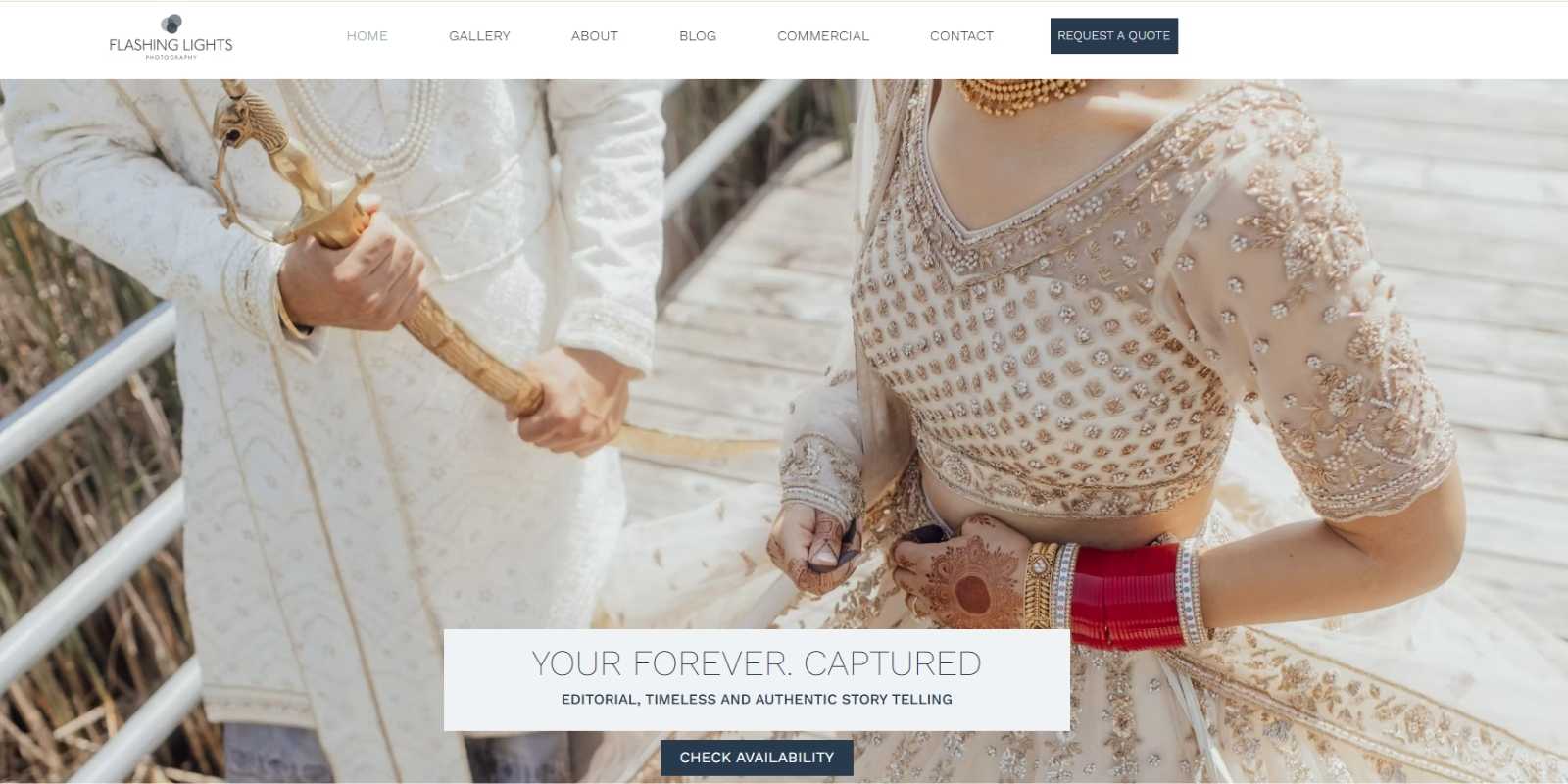 Professional wedding photography website showcasing portfolio galleries, booking inquiries, and photography services.